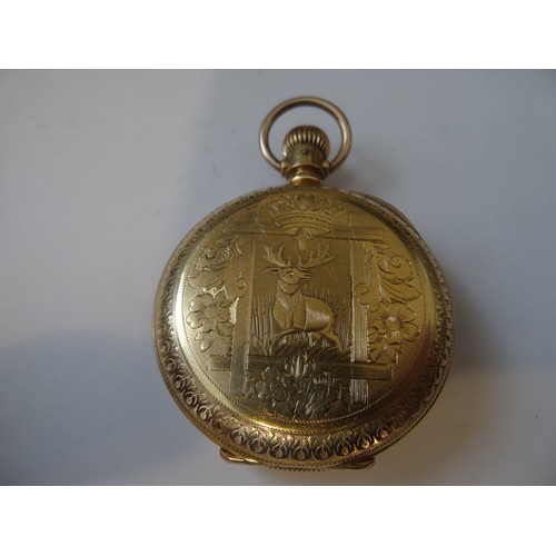 74 - Ladies Elgin Hunter pocket watch size 6, in a 14K gold filled pocket watch case Dueber Anchor warran... 