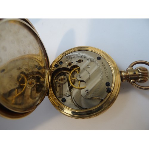74 - Ladies Elgin Hunter pocket watch size 6, in a 14K gold filled pocket watch case Dueber Anchor warran... 