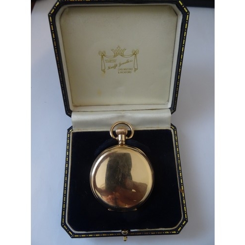 75 - Zenith hunter pocket watch in a gold plated case. The dial is free of hailrines or cracks the gold p... 