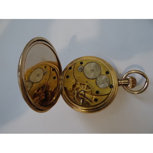76 - Sanders & Co Ltd English warranted gold plated keyless open face pocket watch. The dial is free of h... 