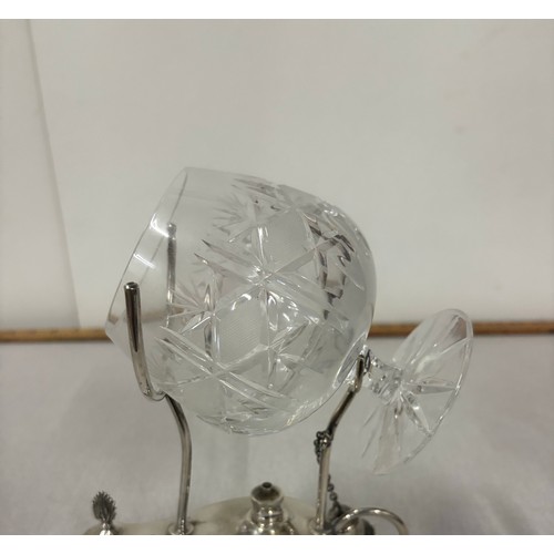 81 - Rare Antique silver plated Aladdin/ Genie oil lamp brandy glass warmer.