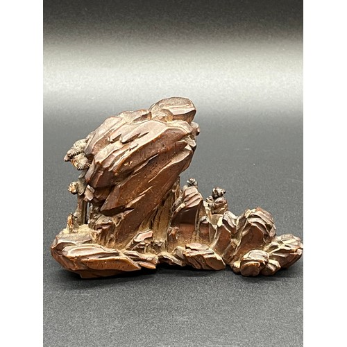 98 - Vintage Chinese box wood carving/landscape sculpture 4x3