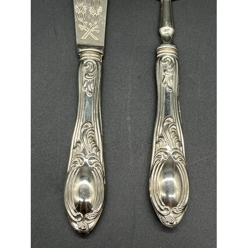 91 - Vintage Art Nouveau style 800 silver handled cake slice and knife.