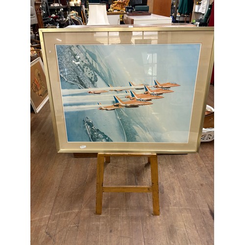 94 - Large framed print of the red arrows in flight by Coulson 1983 36x28