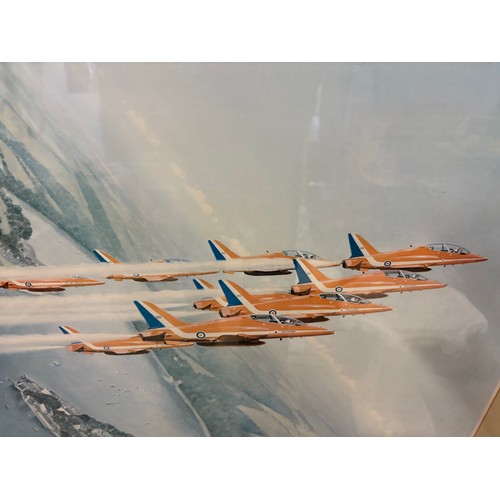 94 - Large framed print of the red arrows in flight by Coulson 1983 36x28
