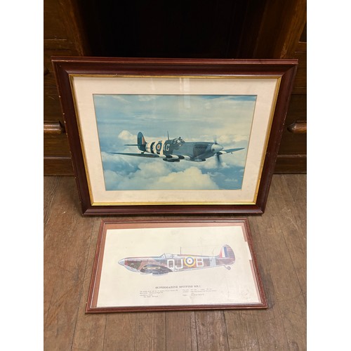 95 - 2 framed spitfire prints biggest is 24x19