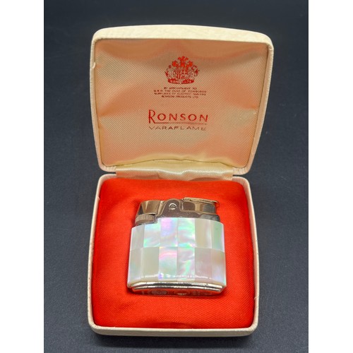 2 x Ronson mother of pearl lighters 