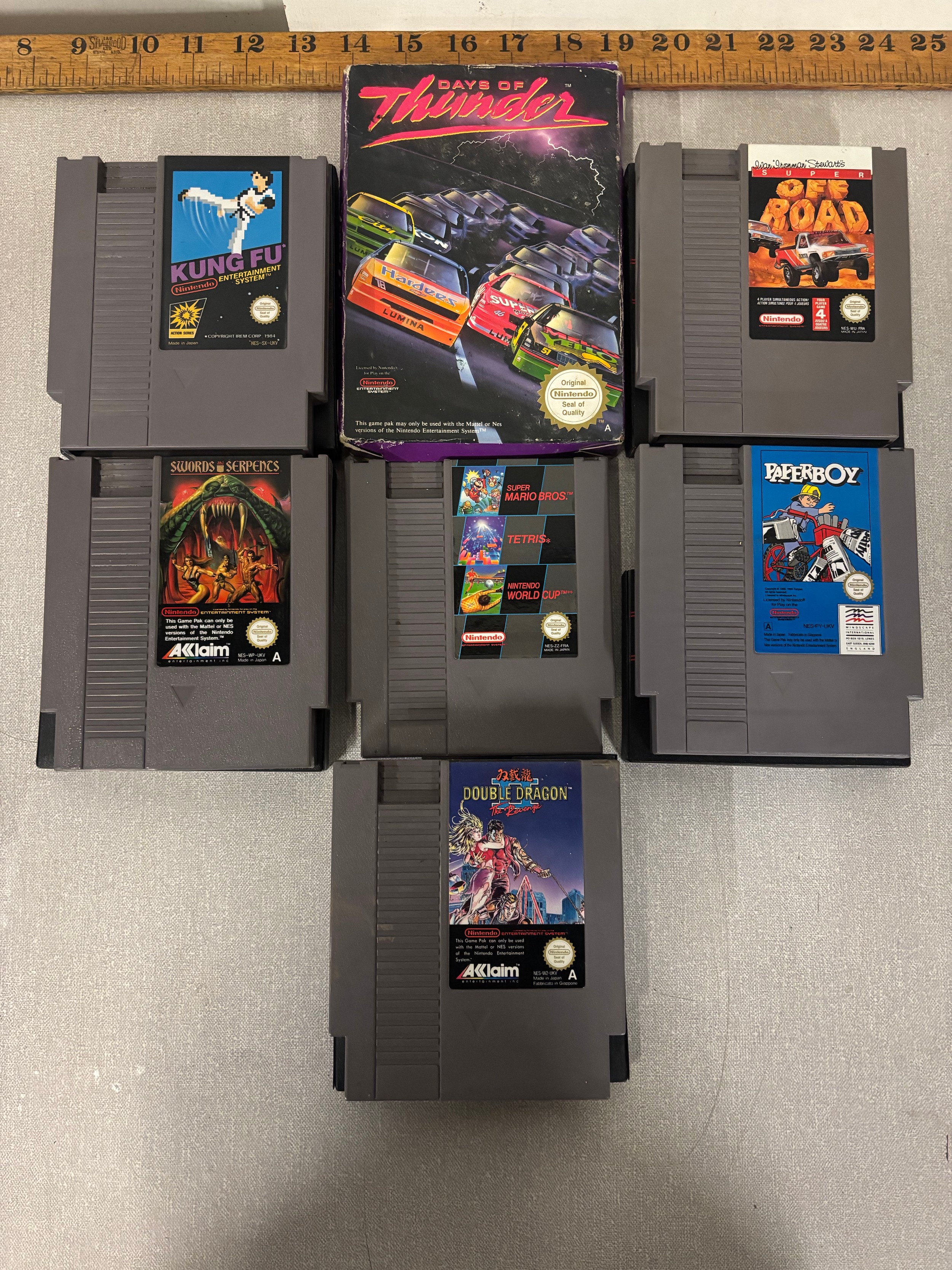 7 x Nintendo Nes games to include Super Mario Bro, Days of Thunder ...
