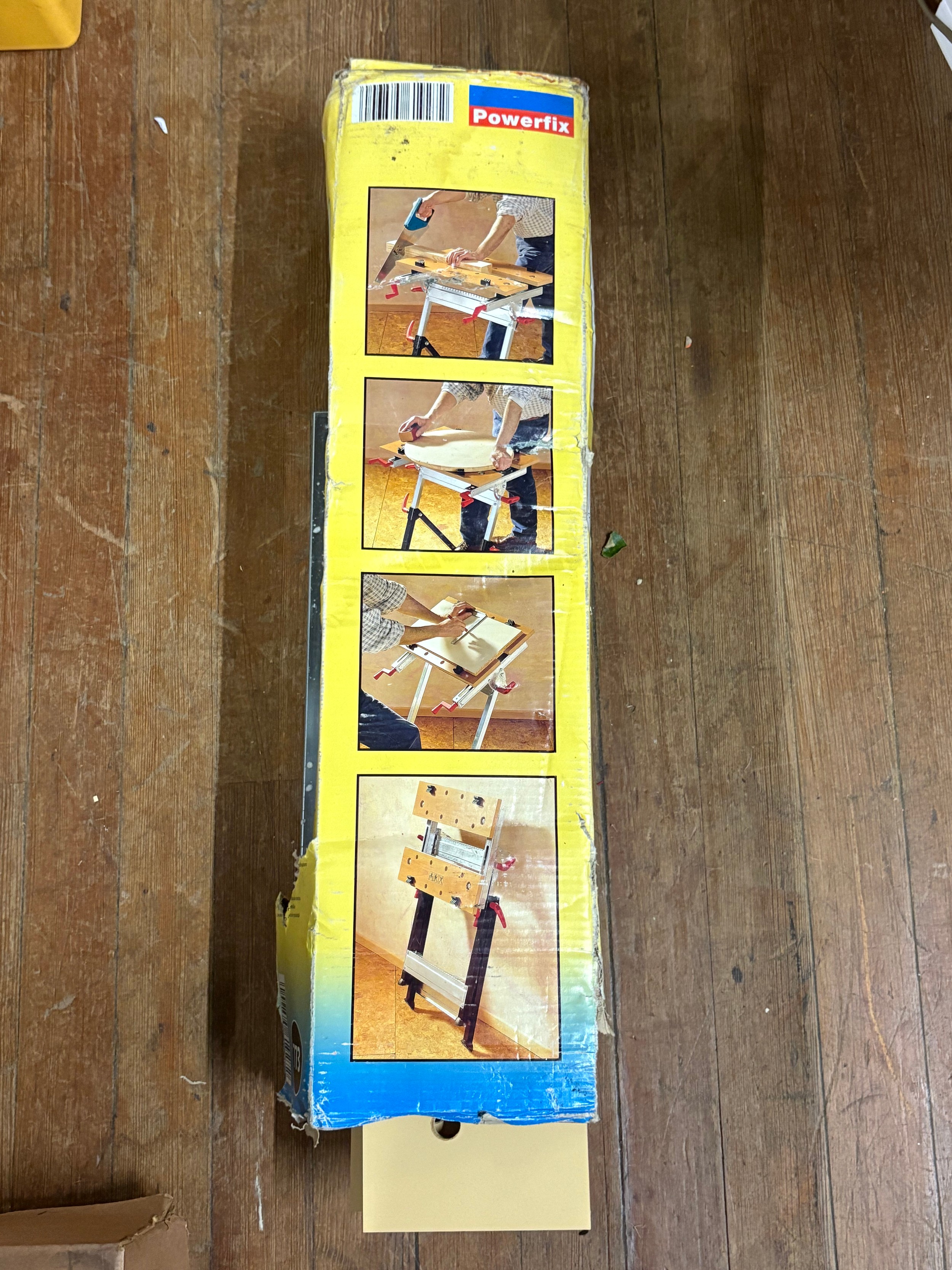 Power fix hight adjustable collapsing work bench.