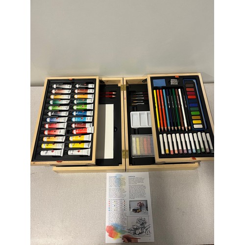 New boxed art set to include paints, pencils, canvas and brushes etc.