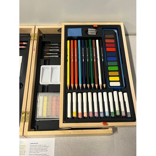 New boxed art set to include paints, pencils, canvas and brushes etc.