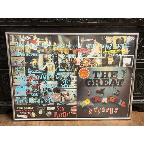 71 - Framed sex pistols the great rock and roll swindle signed by Steve Jones and Paul Cook in 1982 (Info... 