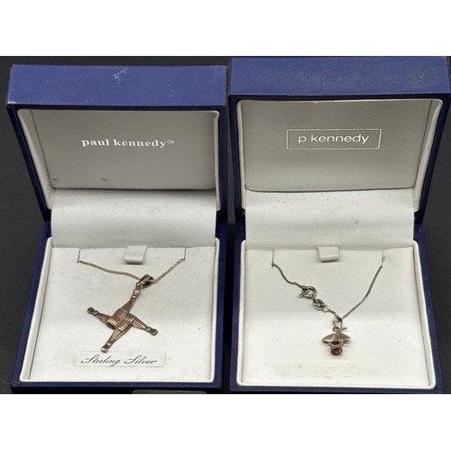 104 - 2 boxed hallmarked silver chain & pendants