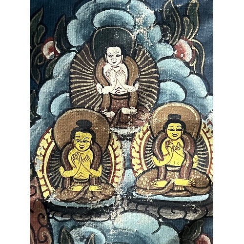 112 - Antique hand painted Tibetan Mandala Thangka hanging prayer flag scroll with silken borders  26