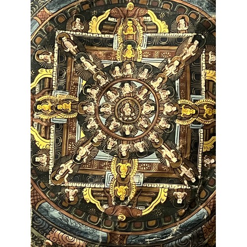 112 - Antique hand painted Tibetan Mandala Thangka hanging prayer flag scroll with silken borders  26