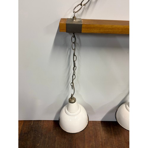 233 - A next Georgetown 3 light bar ceiling light with industrial style ivory shades