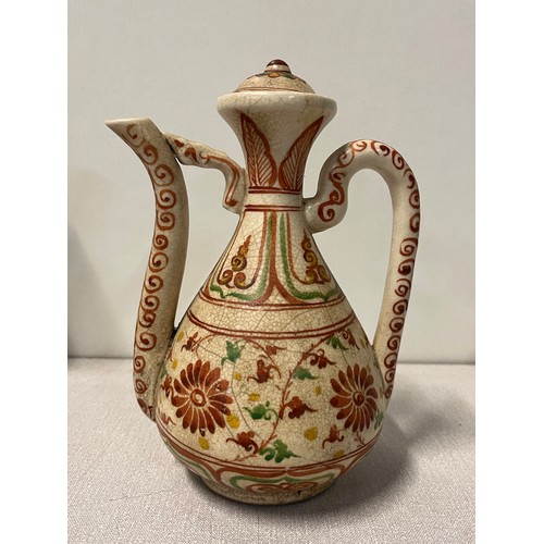 337 - 2 x antique Chinese Ewers (as found) along with blue and white Chinese teapot. Tallest is 8