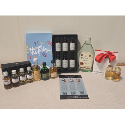 344 - Selection of miniature whisky to include boxed Full & sealed William Faulds Selection of 6 to includ... 
