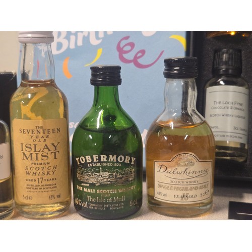 344 - Selection of miniature whisky to include boxed Full & sealed William Faulds Selection of 6 to includ... 