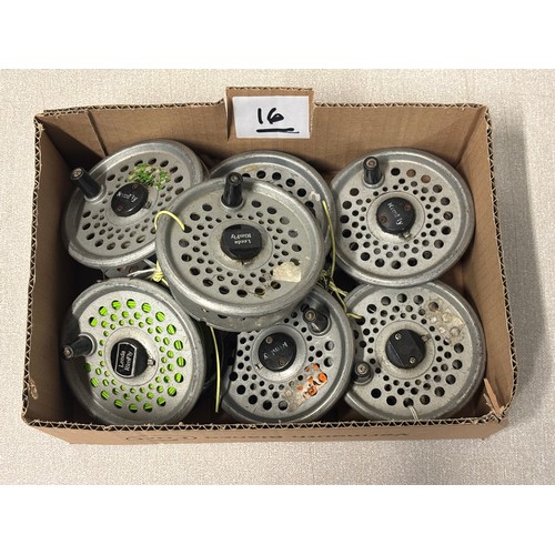 354 - 7 x Leeda Rimfly reels and spools- some with line.