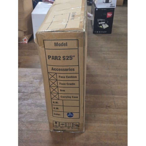 362 - New & Boxed, Olympic PAR2 S25 massage table with face cushion, face cradle, arm & carrying case in a... 