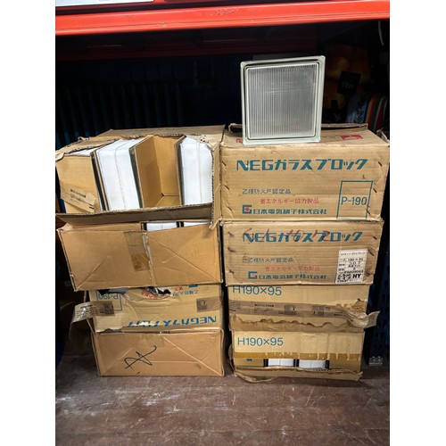 369 - 8 x boxes (8 to a box) of architectural square glass bricks. total 65 190x95mm