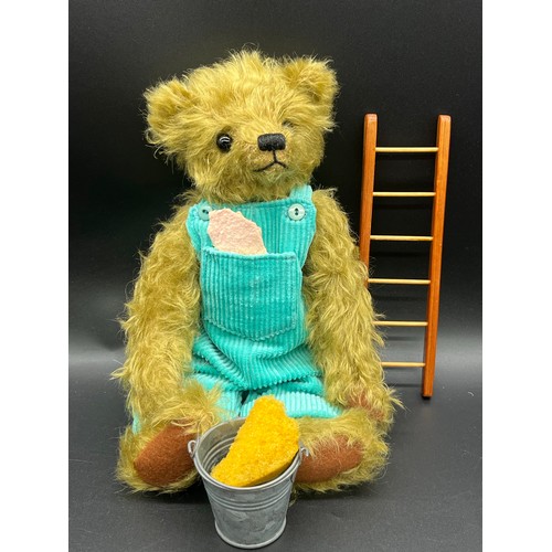 81 - Gigi Collectors Bears Mohair jointed window cleaner teddy bear with ladders and bucket.
