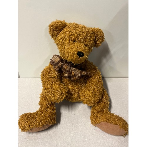 258 - Vintage Victorian style wicker and metal doll pram along with German Sunkid teddy bear.