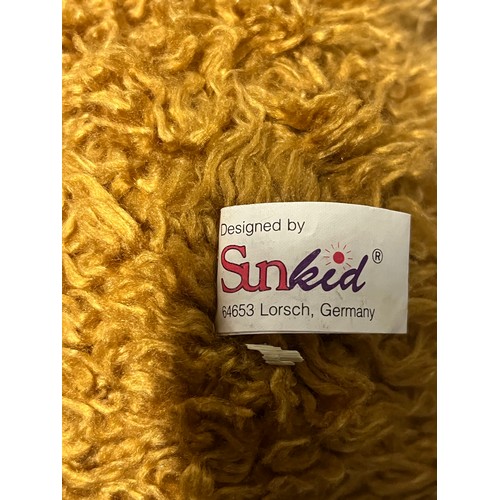 258 - Vintage Victorian style wicker and metal doll pram along with German Sunkid teddy bear.