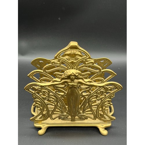 260 - Art Nouveau brass letter rack.