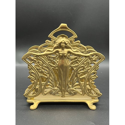 260 - Art Nouveau brass letter rack.