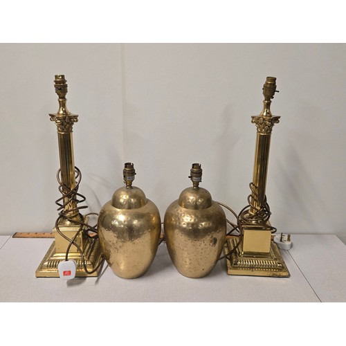 241 - Pair of vintage brass Corinthian column lamps 21