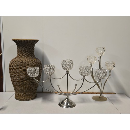 229 - Vintage wrapped rattan pottery vase 21