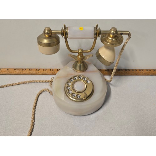 230 - Vintage Telcer Telefonia Vimodrone gold plated 18k marble/onyx telephone made in Italy.