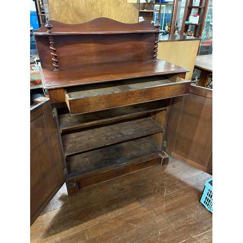 232 - Victorian mahogany chiffonier with barley twist columns.