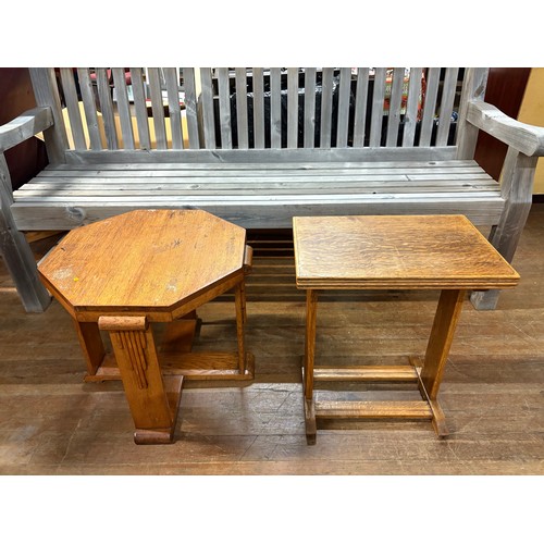 235 - 2 small oak art deco tables, 1 with a flip top.