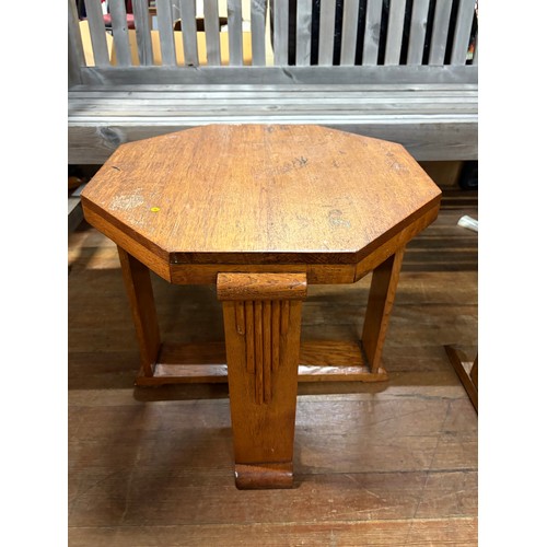 235 - 2 small oak art deco tables, 1 with a flip top.
