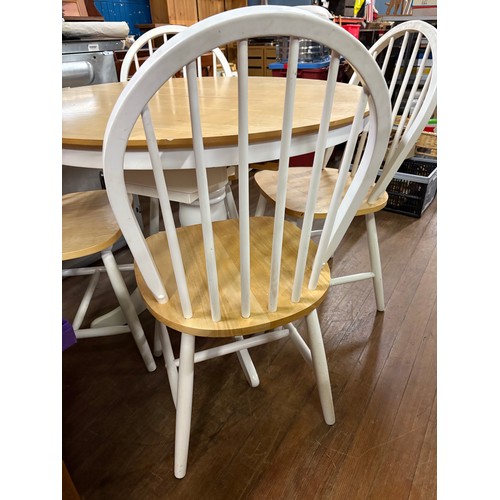 339 - Solid wood round table and 4 chairs.