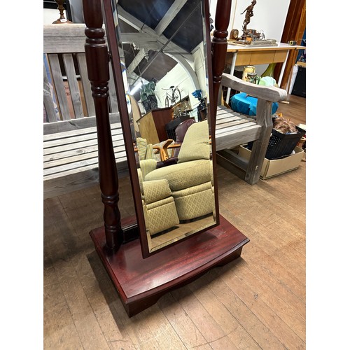 364 - Freestanding mahogany cheval mirror.