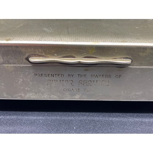 372 - 2 vintage white metal cigarette boxes along with embossed white metal jewellery box.