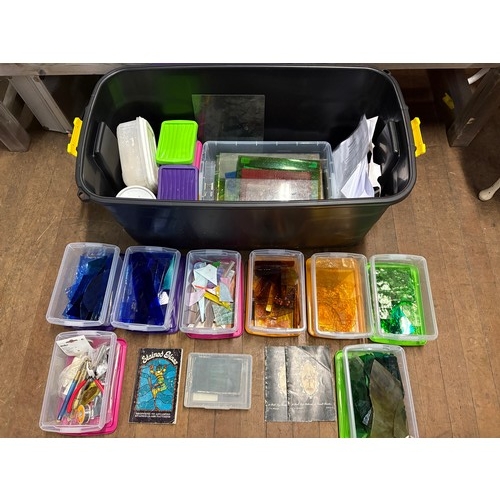 An assortment of stained glass supplies, glass and tools. Commonly used ...
