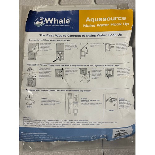 391 - Whale watermaster aqua source caravan mains water connection kit- unused with all packaging/ instruc... 
