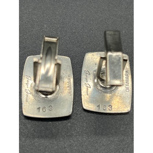 72 - Pair of Jorgen Jensen modernist cufflinks in vintage Georg Jensen box. Fully stamped to the back.