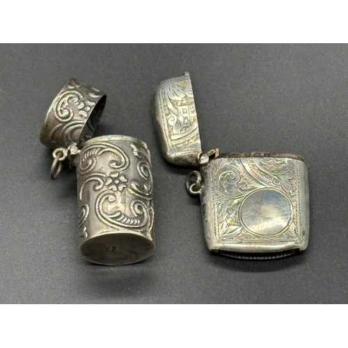 78 - Solid Silver hinged lidded pot along with hallmarked silver vesta case