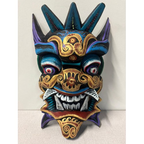 225C - Hand carved wooden Chinese Nuo mask. 14