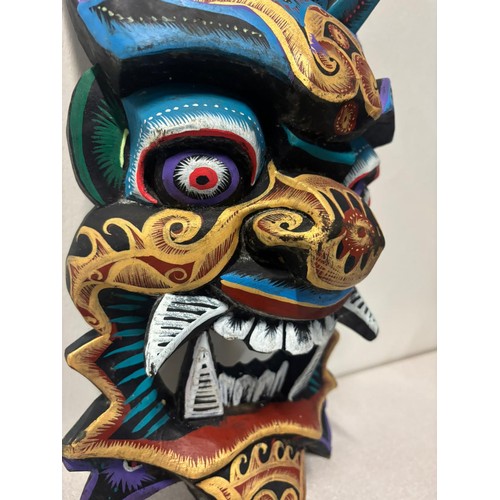 225C - Hand carved wooden Chinese Nuo mask. 14