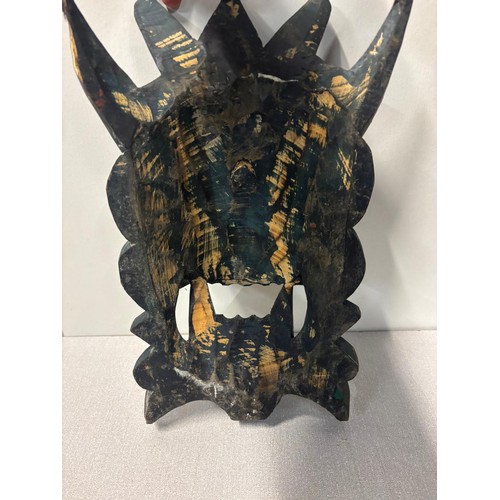 225C - Hand carved wooden Chinese Nuo mask. 14