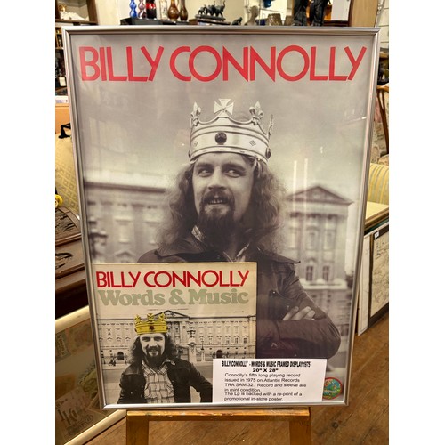 74 - Framed Billy Connelly poster along with album words and music. 20x28