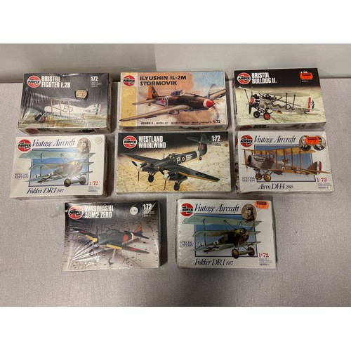 Collection of 8 vintage boxed Airfix plane models (all factory sealed)