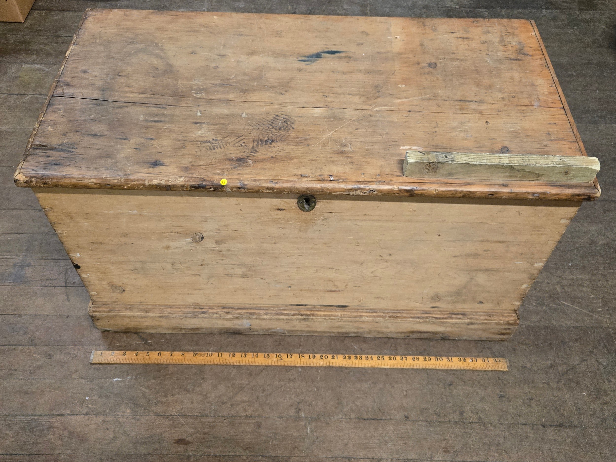 Antique pine wooden chest with handles 35